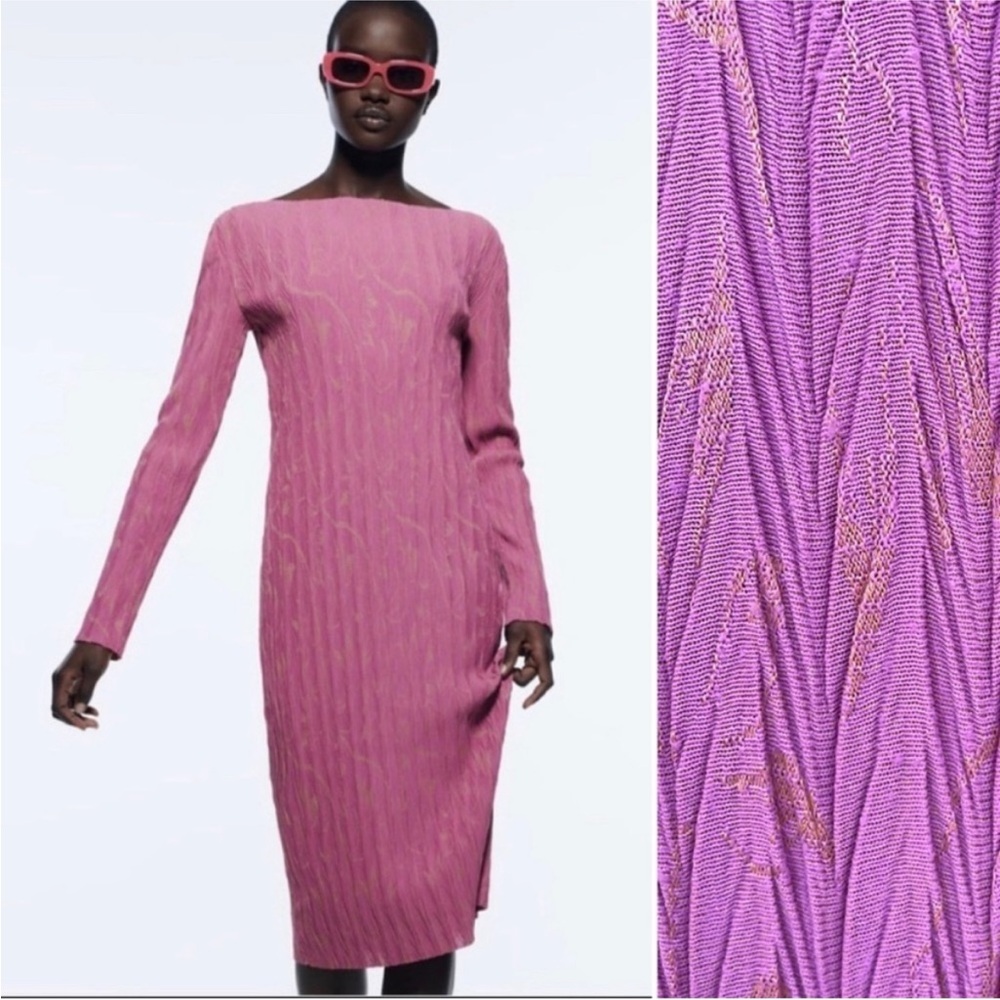 Zara Jacquard Midi Dress